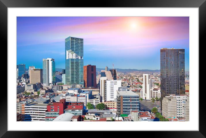 Mexico City Financial Center Framed Mounted Print by Elijah Lovkoff