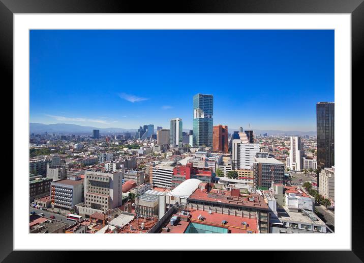 Panoramic view of Mexico city Framed Mounted Print by Elijah Lovkoff