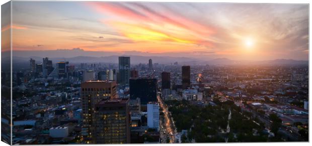 Panoramic view of Mexico City Canvas Print by Elijah Lovkoff