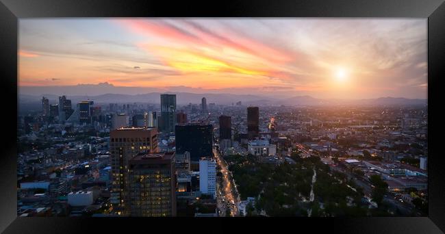 Panoramic view of Mexico City Framed Print by Elijah Lovkoff
