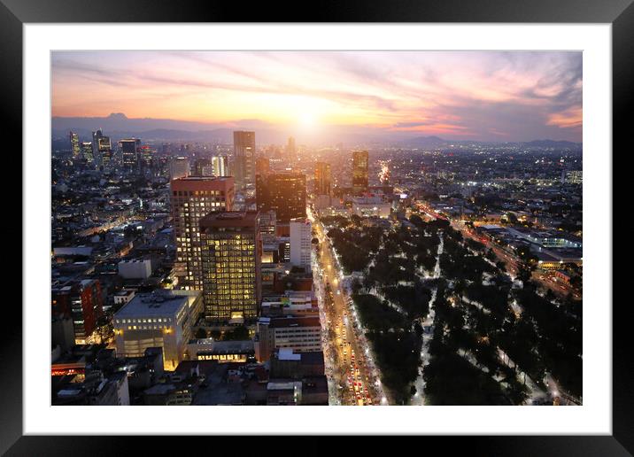 Mexico City panoramic view from observation deck Framed Mounted Print by Elijah Lovkoff