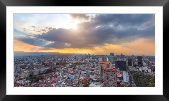 Scenic panoramic view of Mexico City  Framed Mounted Print by Elijah Lovkoff