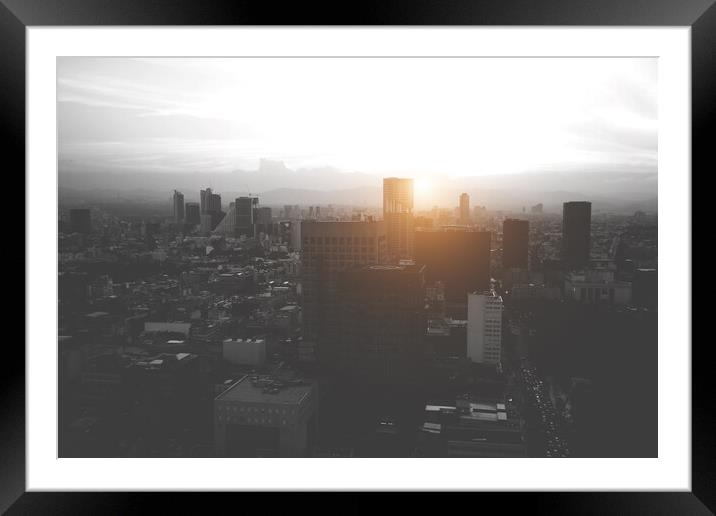 Panoramic view of Mexico City from the observation deck at the t Framed Mounted Print by Elijah Lovkoff
