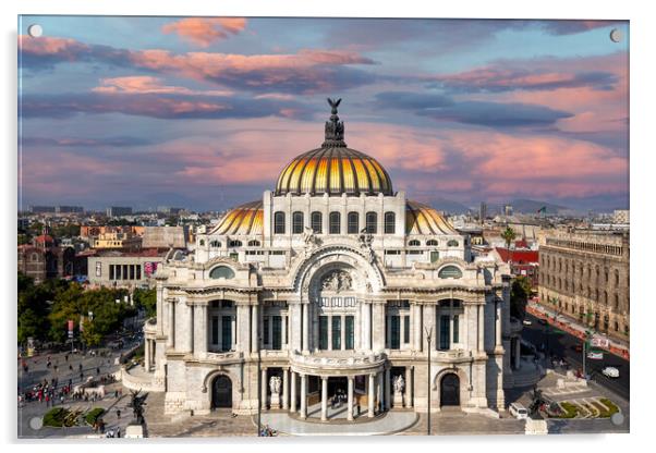 Mexico City, Landmark Palace of Fine Arts Palacio de Bellas Artes in Alameda Central Park near Mexico City Zocalo Historic Center Acrylic by Elijah Lovkoff