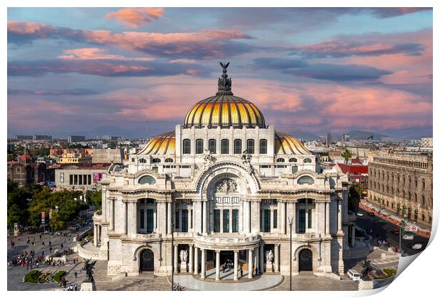 Mexico City, Landmark Palace of Fine Arts Palacio de Bellas Artes in Alameda Central Park near Mexico City Zocalo Historic Center Print by Elijah Lovkoff