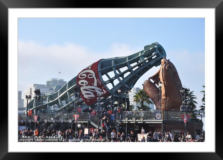 Coca Cola Bottle & Baseball Glove at Oracle Park Framed Mounted Print by Sam Robinson