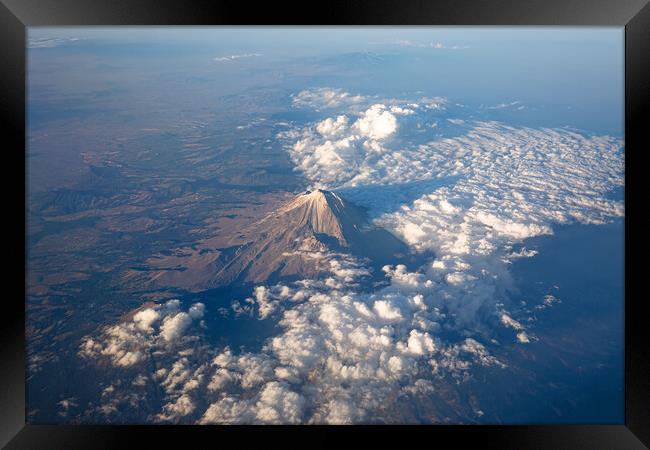 A scenic aerial view of Popocatepetl, a second highest peak in Mexico Framed Print by Elijah Lovkoff