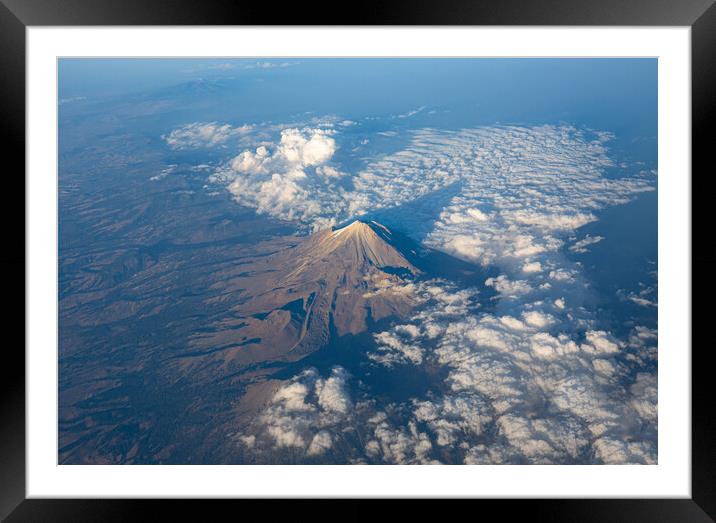 A scenic aerial view of Popocatepetl, a second highest peak in Mexico Framed Mounted Print by Elijah Lovkoff