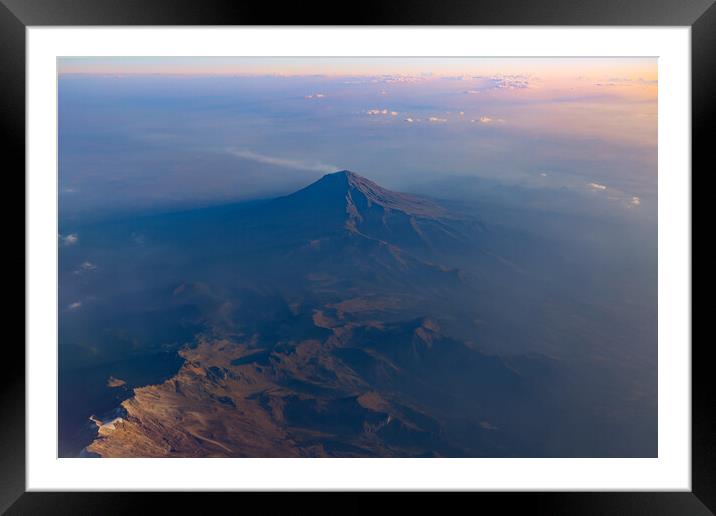 Popocatepetl, a scenic aerial view of Mexican mountains range located in the s Framed Mounted Print by Elijah Lovkoff