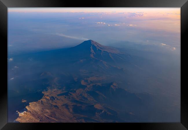 Popocatepetl, a scenic aerial view of Mexican mountains range located in the s Framed Print by Elijah Lovkoff