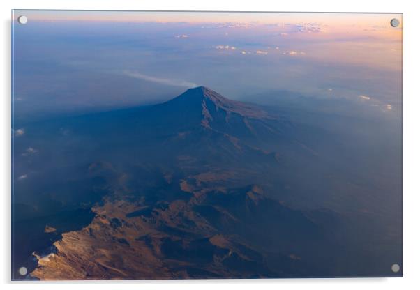 Popocatepetl, a scenic aerial view of Mexican mountains range located in the s Acrylic by Elijah Lovkoff