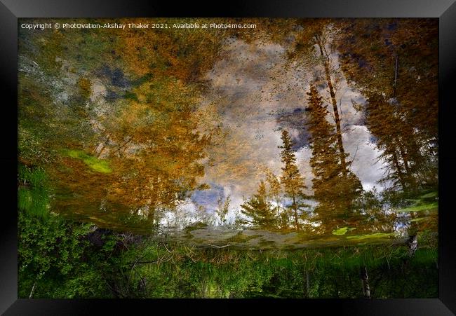 An artistic colorful refection in a natural thermal mineral spring Framed Print by PhotOvation-Akshay Thaker