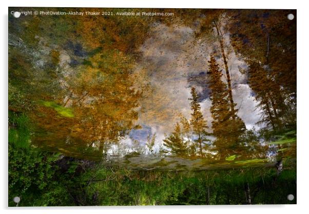 An artistic colorful refection in a natural thermal mineral spring Acrylic by PhotOvation-Akshay Thaker