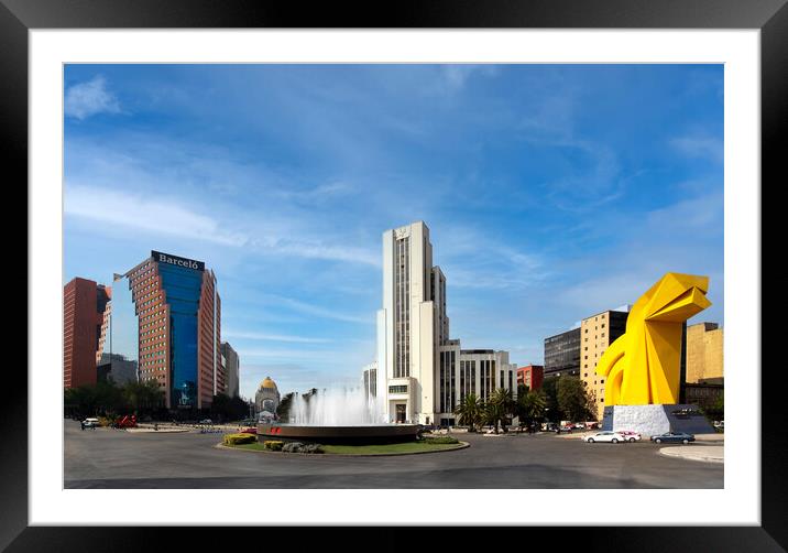 Landmark El Caballito Monument located near Torre Caballito and Paseo de Reforma avenue in Mexico city Framed Mounted Print by Elijah Lovkoff