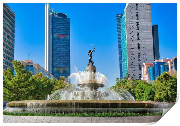 Mexico City, Mexico, Diana the Huntress Fountain  Print by Elijah Lovkoff