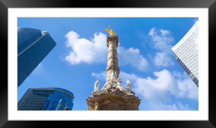 Angel of Independence monument located on Reforma Street near historic center of Mexico City Framed Mounted Print by Elijah Lovkoff