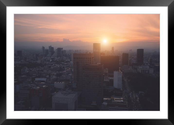 Panoramic view of Mexico City  Framed Mounted Print by Elijah Lovkoff
