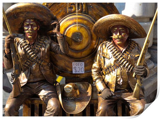People dressed as bandidos posing at Mexico city streets Print by Elijah Lovkoff