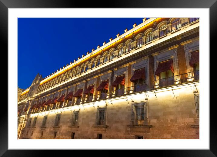 Mexico City, Zocalo, National Palace building Framed Mounted Print by Elijah Lovkoff