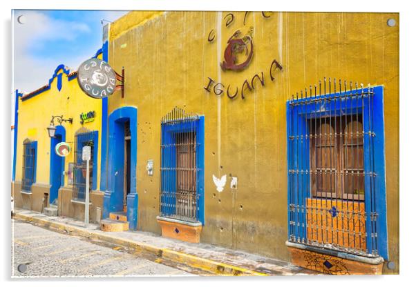 Colorful cafes and restaurant of Monterrey Barrio Antiguo Acrylic by Elijah Lovkoff