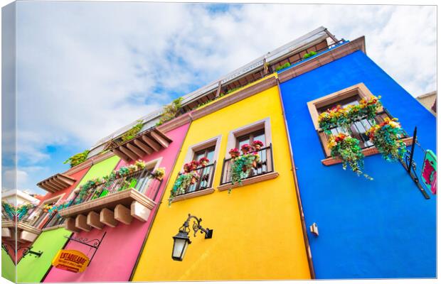 Colorful historic buildings in Monterrey Canvas Print by Elijah Lovkoff