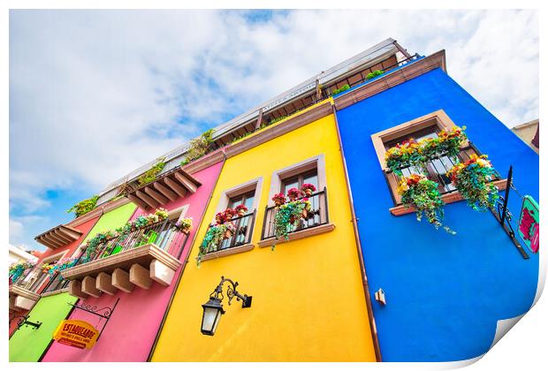 Colorful historic buildings in Monterrey Print by Elijah Lovkoff