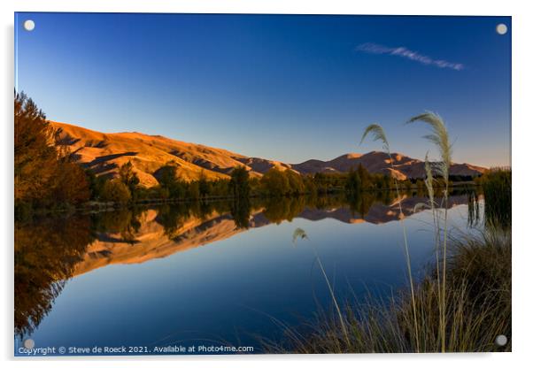 Lake Benmore New Zealand Acrylic by Steve de Roeck