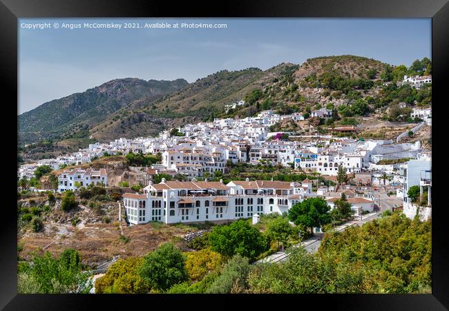 White village of Frigiliana in Andalusia, Spain Framed Print by Angus McComiskey