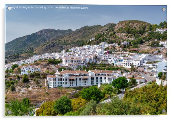 White village of Frigiliana in Andalusia, Spain Acrylic by Angus McComiskey