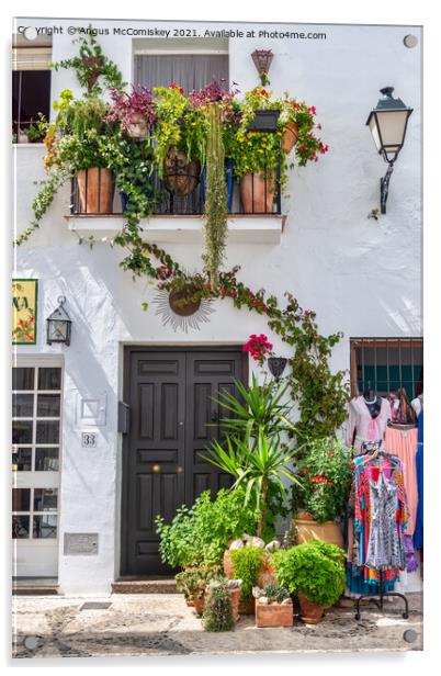 Floral display in Frigiliana in Andalusia, Spain Acrylic by Angus McComiskey