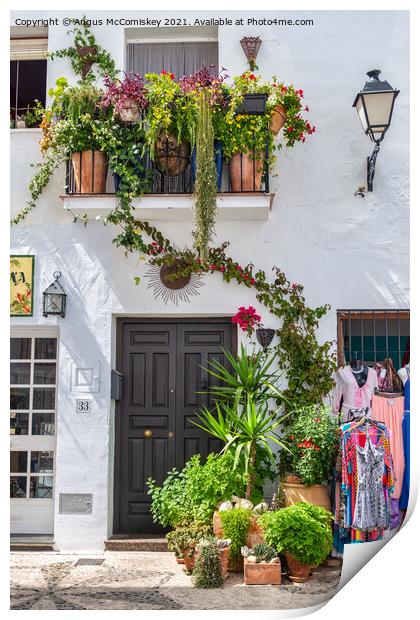 Floral display in Frigiliana in Andalusia, Spain Print by Angus McComiskey