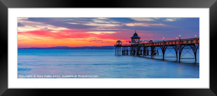 Clevedon Pier. Sunset. Colour Framed Mounted Print by Rory Hailes