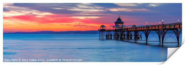 Clevedon Pier. Sunset. Colour Print by Rory Hailes