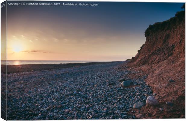 Sunset on red cliffs at Walney Island Canvas Print by Michaela Strickland