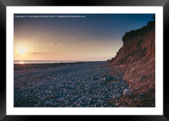 Sunset on red cliffs at Walney Island Framed Mounted Print by Michaela Strickland