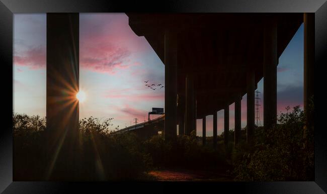 Sunset under the M4 motorway Framed Print by Leighton Collins