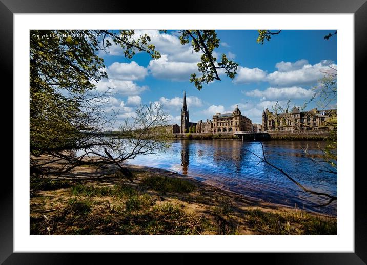 A view of Perth Scotland and the River Tay  Framed Mounted Print by Navin Mistry