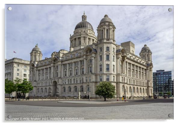 Port of Liverpool Building Acrylic by Philip Brookes
