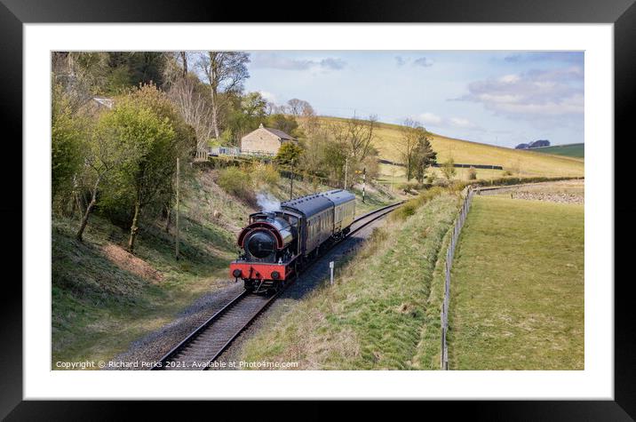 Steaming down the branch at Bolton Abbey Framed Mounted Print by Richard Perks