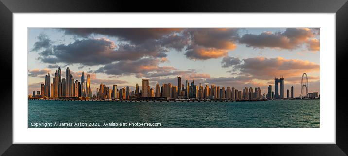 Sunset over the Marina Dubai Framed Mounted Print by James Aston