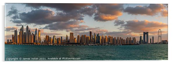 Sunset over the Marina Dubai Acrylic by James Aston