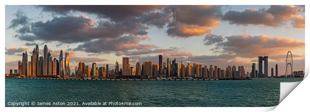 Sunset over the Marina Dubai Print by James Aston