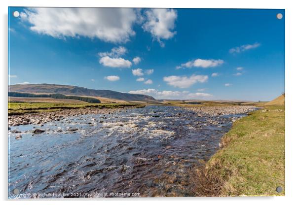 Harwood Beck and River Tees Confluence  Acrylic by Richard Laidler