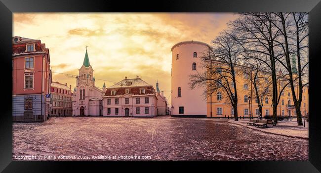 Riga Castle during sunset in winter Framed Print by Maria Vonotna