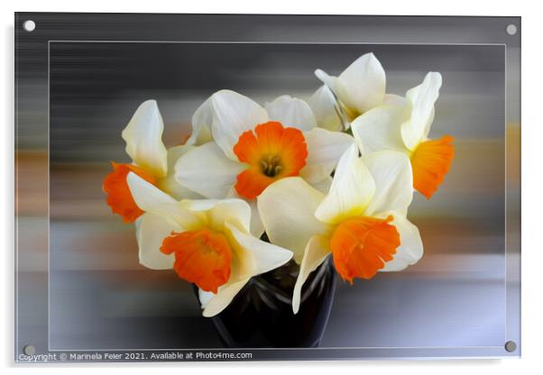 Early spring daffodils Acrylic by Marinela Feier