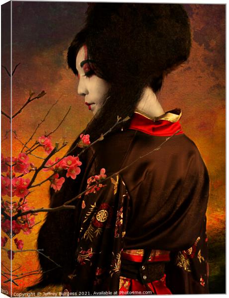Geisha with Quince Canvas Print by Jeffrey Burgess