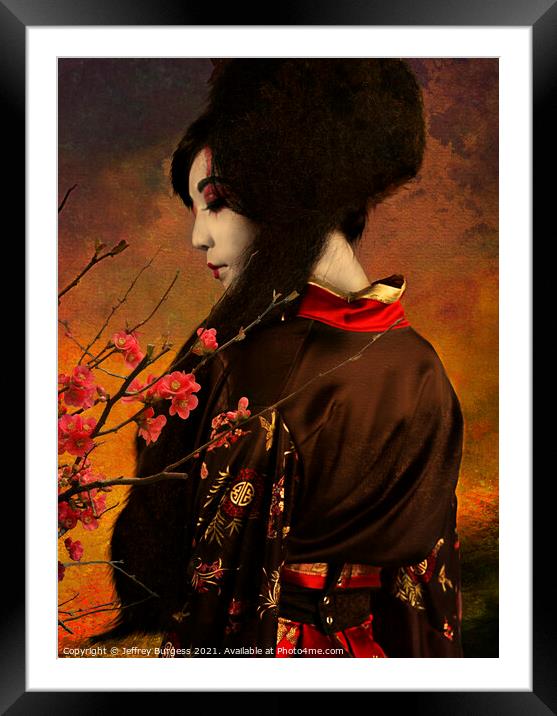 Geisha with Quince Framed Mounted Print by Jeffrey Burgess
