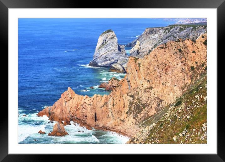 Cabo da Roca scenic shore line Framed Mounted Print by Elijah Lovkoff