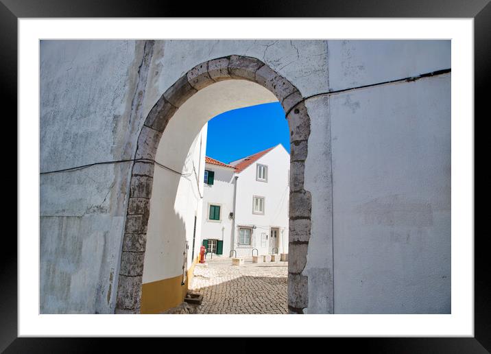 Scenic Cascais streets in historic center Framed Mounted Print by Elijah Lovkoff