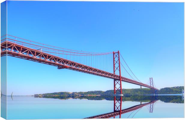 Lisbon, Landmark suspension 25 of April bridge Canvas Print by Elijah Lovkoff